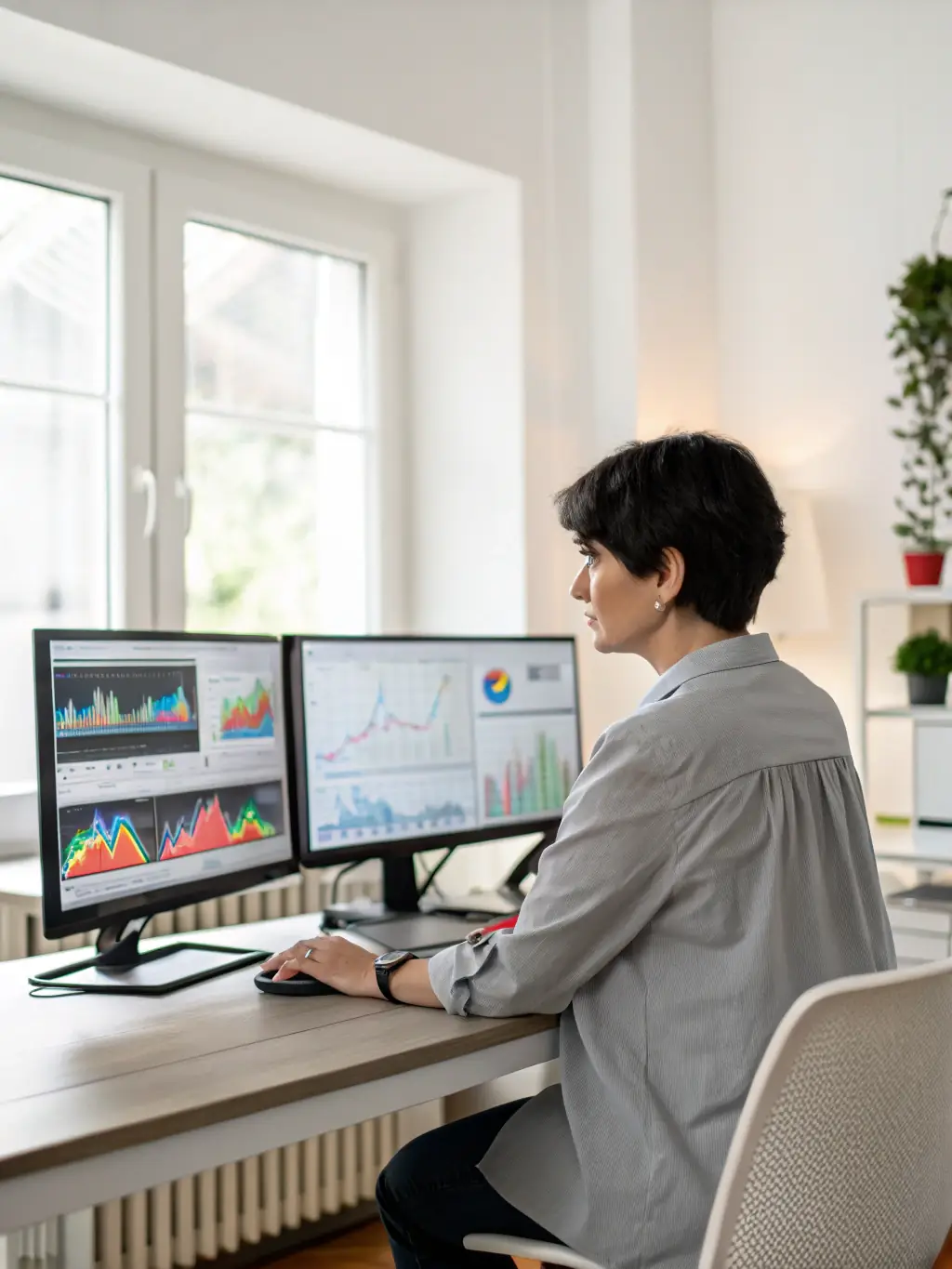 A virtual assistant is managing multiple communication channels, including email and chat, demonstrating efficient communication and responsiveness.